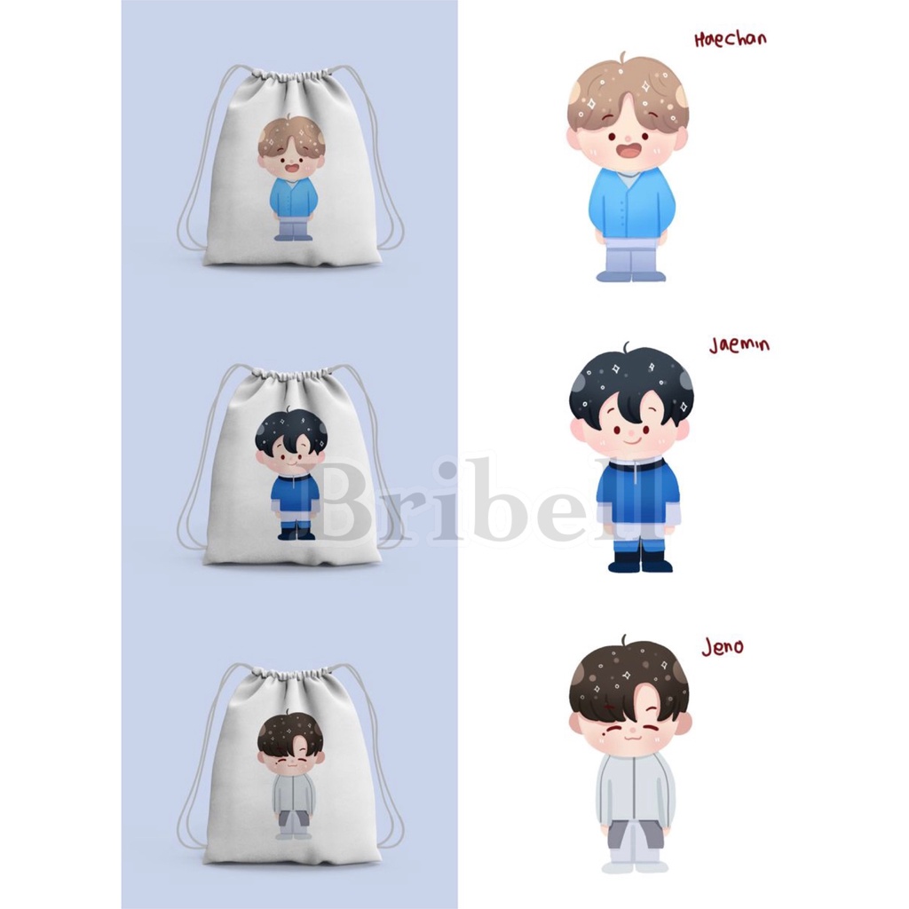 Tas Serut / Tas Gendong / String Bag Bergambar Chibi NCT Dream 127 Korean Groupband