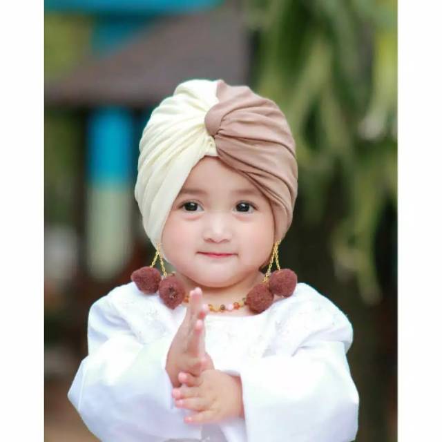 Turban Anak Bayi Pom Pom KOMBINASI usia 0-3 Tahun