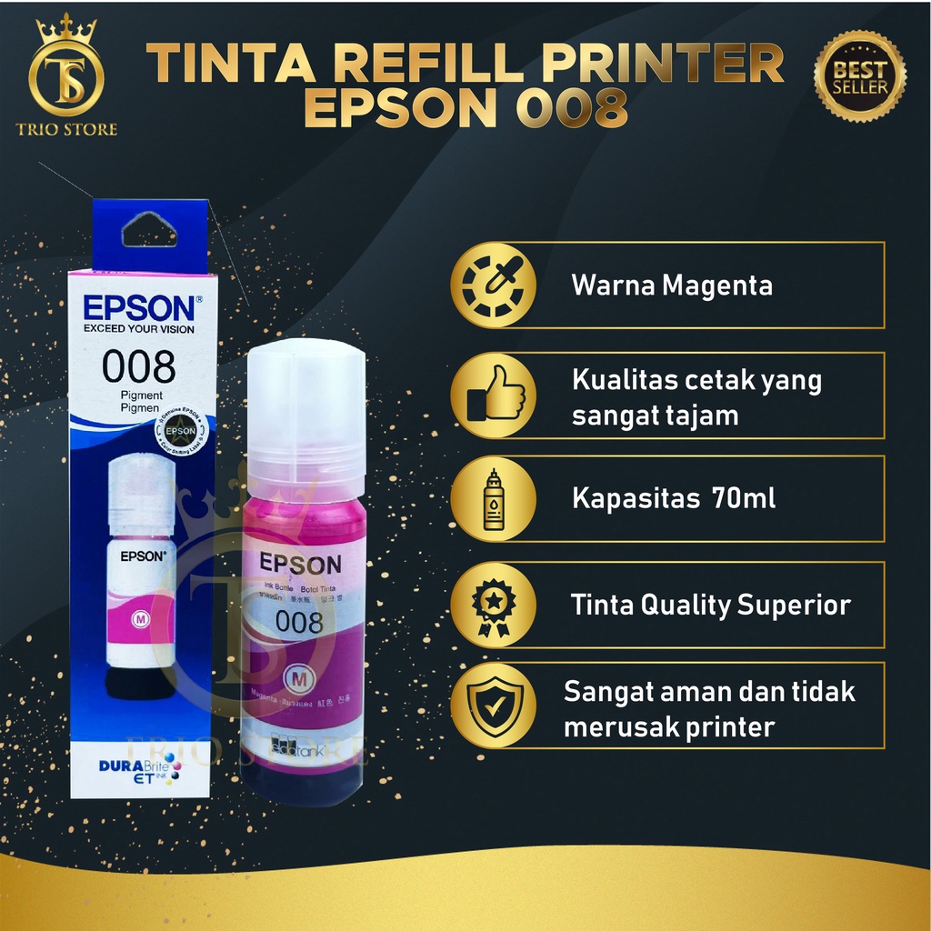 1 SET 4 PCS Tinta Epson 008 For Printer L6550 L6580 L15150 L15160 Premium