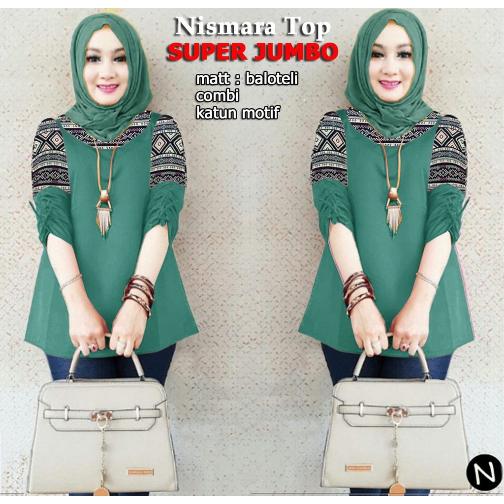 PIK - Nismara top XL, XXL, 3XL/  Tunik Wanita Muslim/ Tunik Wanita Jumbo/Fashion Muslim Wanita