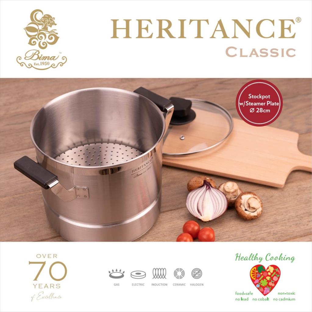 PANCI BIMA HERITANCE CLASSIC 28 CM BP120328 STOCKPOT WITH STEAMER BIMA
