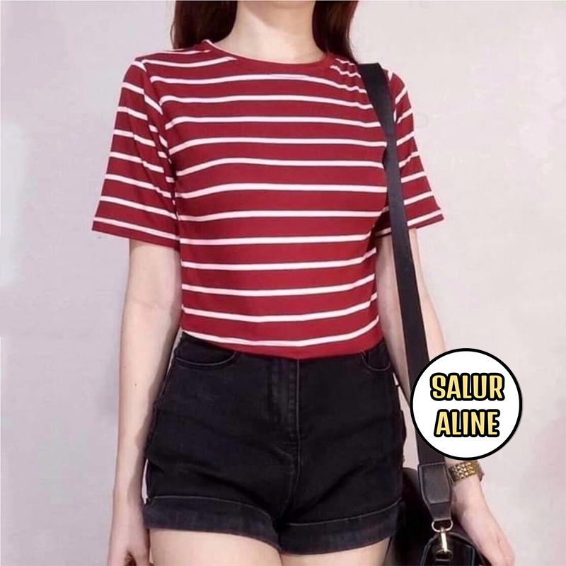 MALVARO-Kaos Wanita Salur ALINE / Tshirt Wanita / Pakaian Wanita / Baju Wanita