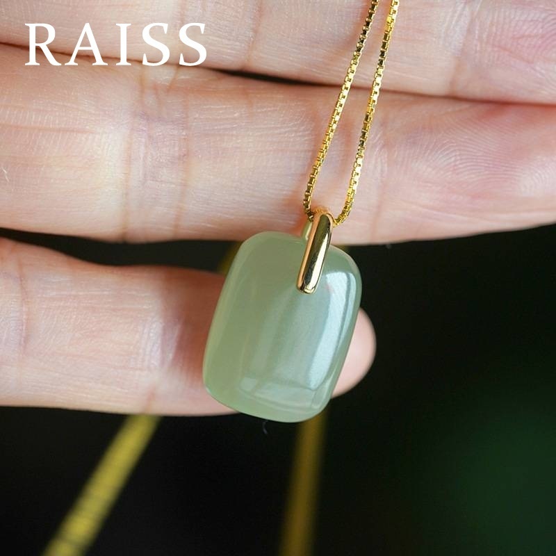 Kalung Wanita Liontin Giok Hetian Natural Alami Premium Tidak Luntur Tidak Alergi