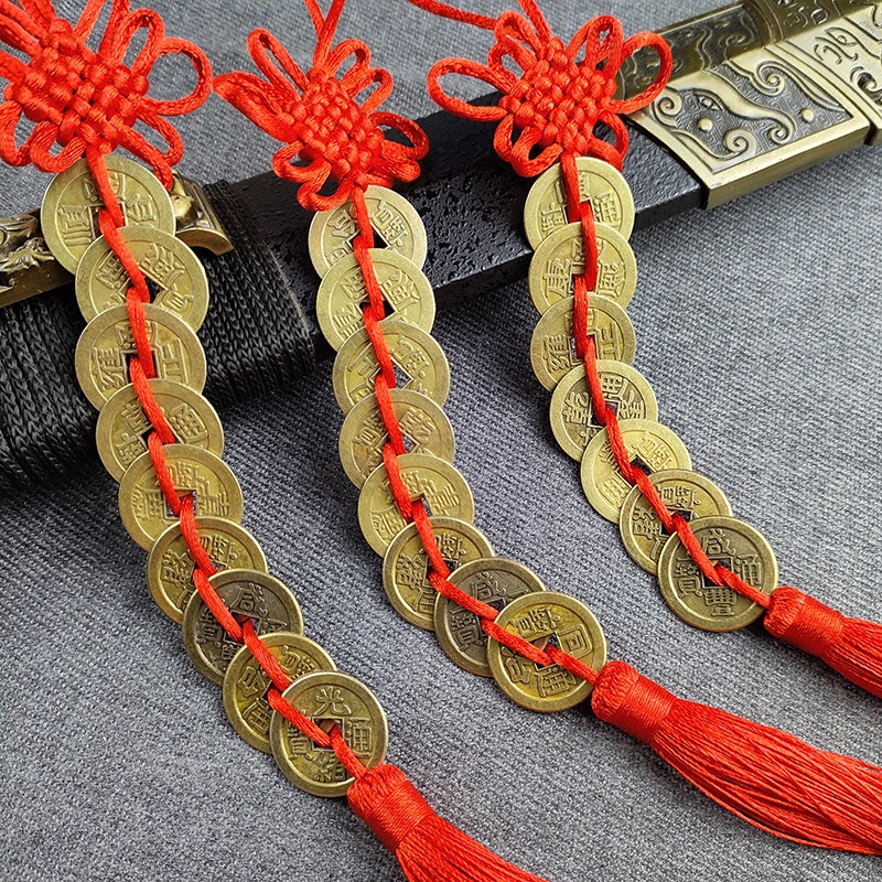 Gantungan Pintu/Spion Mobil 10 keping koin kuno china keberuntungan