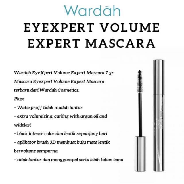 WARDAH EyeXpert The Volume Expert Mascara Indonesia / Maskara 7g / Extra Volumizing Curling With Argan Oil And Wildlash / Black Hitam Intense Tahan Lama 12 Jam / Melentikkan Melebalkan Menutrisi Lentik / Cosmetic Makeup Face Eye Make Up / Eye Xpert Series