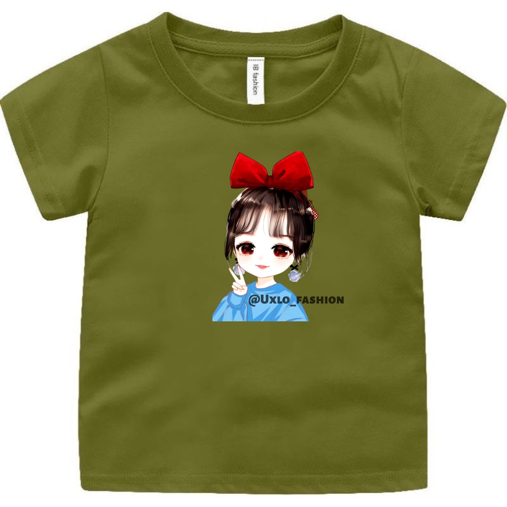 BAJU KAOS ANAK PEREMPUAN MURAH UMUR 2-9 TAHUN SABLON DIGITAL GAMBAR KARTUN KARAKTER UXLO FASHION