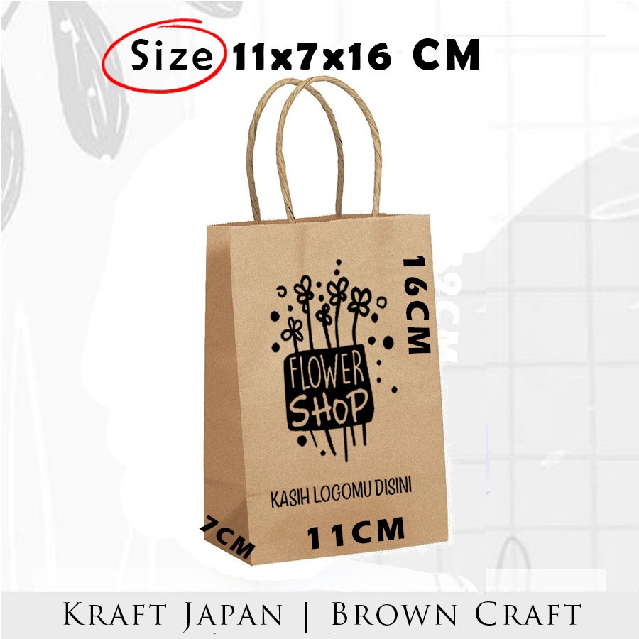 

(CUSTOM) Paper bag coklat mini 11x7x16 cm / Paper bag kado mini souvenir wedding packaging olshop / papperbag kertas warna cokelat murah packing online shop tali twist