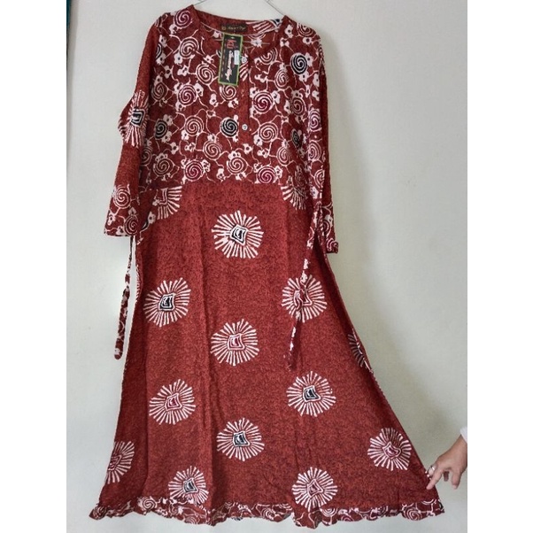 Longdress Maura Batik Kencana Ungu Label Hitam