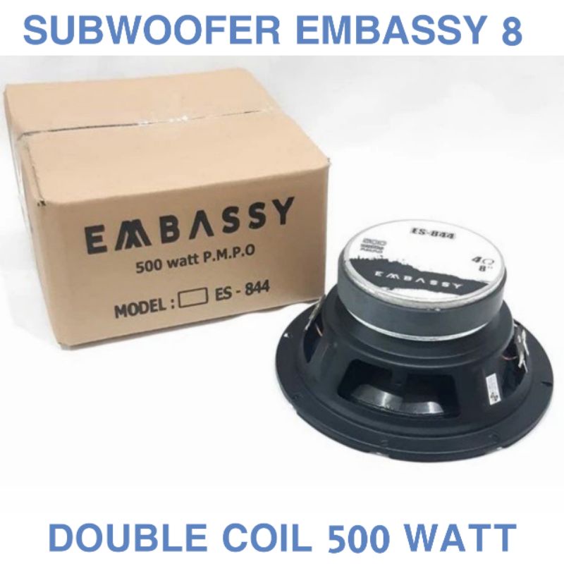 Embassy Subwoofer 8 inch 500 Watt double Coil Speaker Subwoofer Mobil ES 844