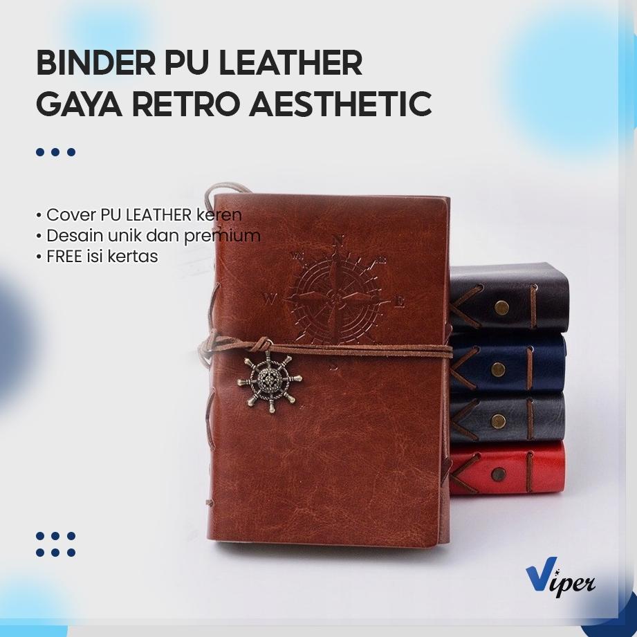 

((J-3-1 ✔> Buku Catatan Notebook A5 A6 Buku Diary Aesthetic Gaya Retro Binder Unik Cover Kulit PU Leather top produk