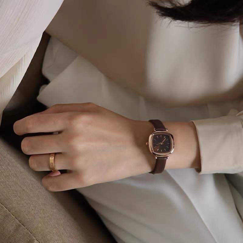 ONNIE Square Jam Tangan KY-FA Quartz Wanita Kulit Strap Vintage Style New Design Import