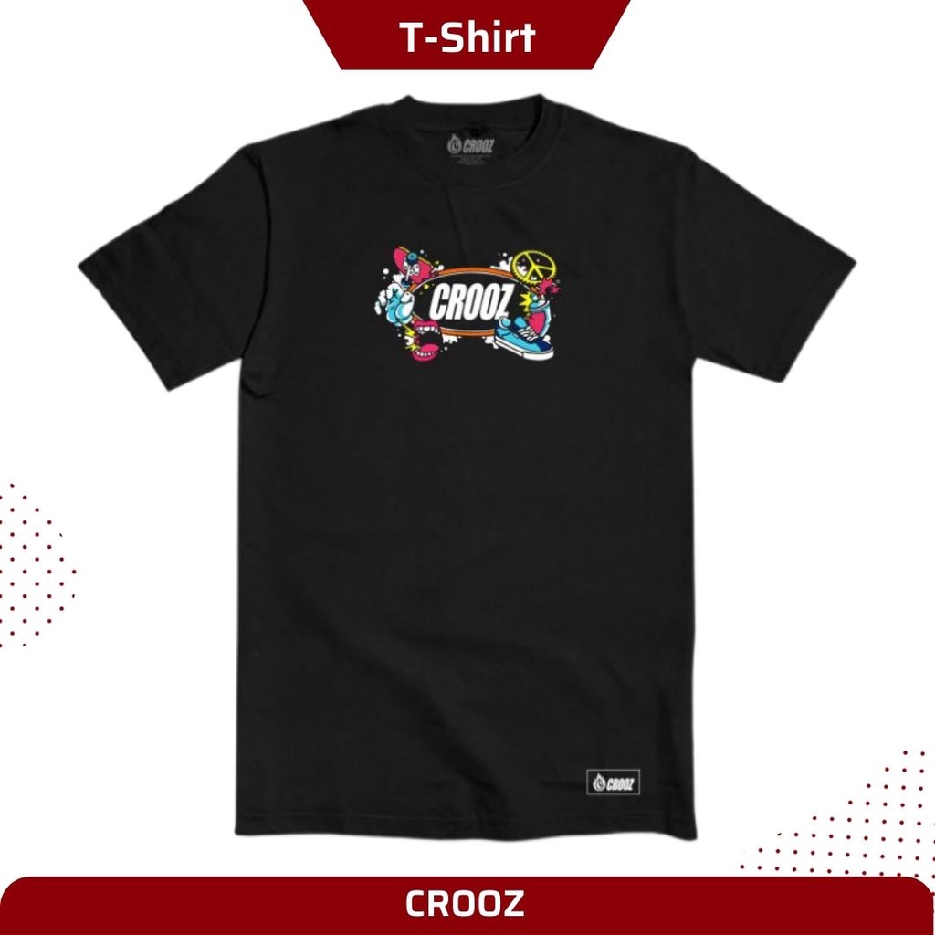 CROOZ T-Shirt Skate / Kaos Hitam Crooz / Kaos Kasual - A09