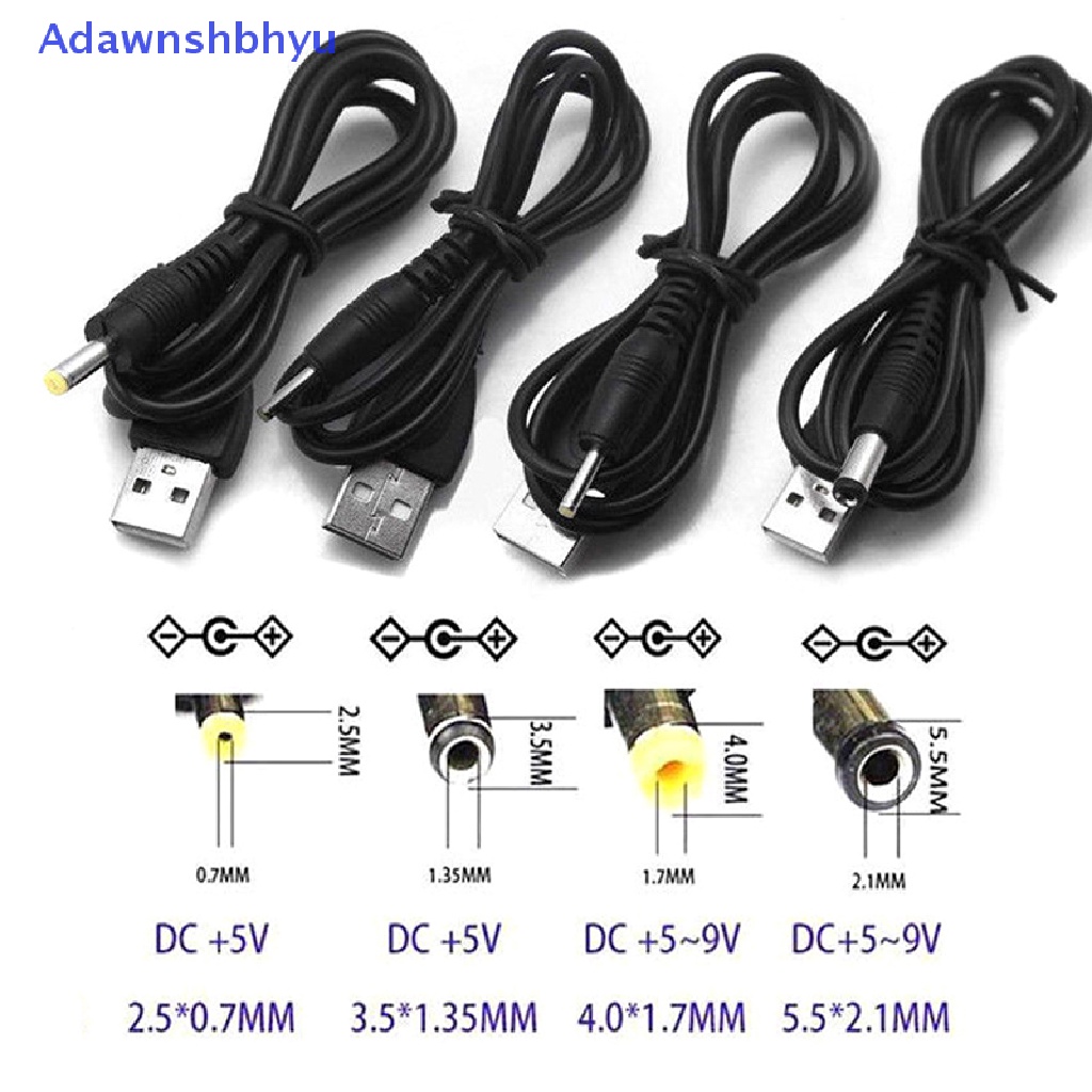 Adhyu USB Port to 2.5 3.5 4.0 5.5mm 5V DC Barrel Jack Kabel Listrik Cord Connector Black ID