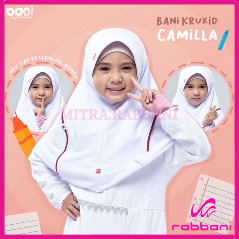DISKON RABBANI ORI - krukid camilla Bani batuta/kerudung sekolah anak/hijab anak/Bandung