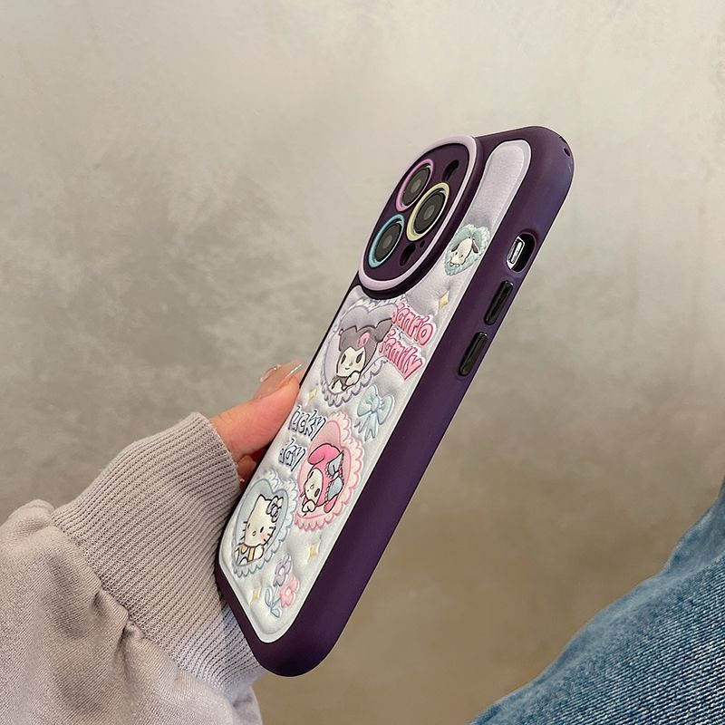 IPHONE Casing Ponsel Desain Cinta Tiga Kepala Bahan Kulit Timbul Kompatibel Dengan Iphone12 13 14 11 Pro Max Cvcyyht