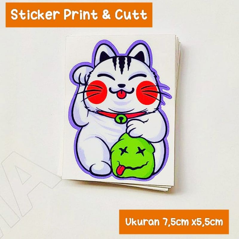 sticker printing KUCING KEBERUNTUNGAN