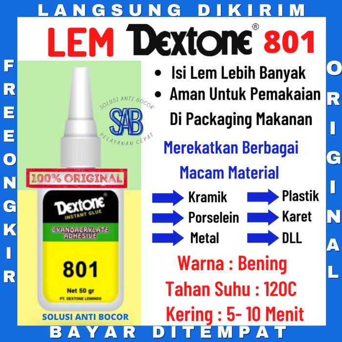 

⭐BISA COD⭐ Lem Dextone Super Glue Premium Quality Food Safe Instant Glue 801 50g