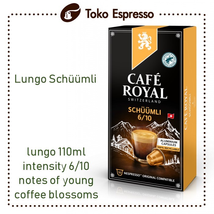 

Cafe Royal Coffee Capsules Kompatibel untuk Nespresso® - Lungo Schuumli