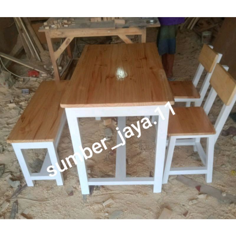 meja makan  warkop cafee set 3kursi