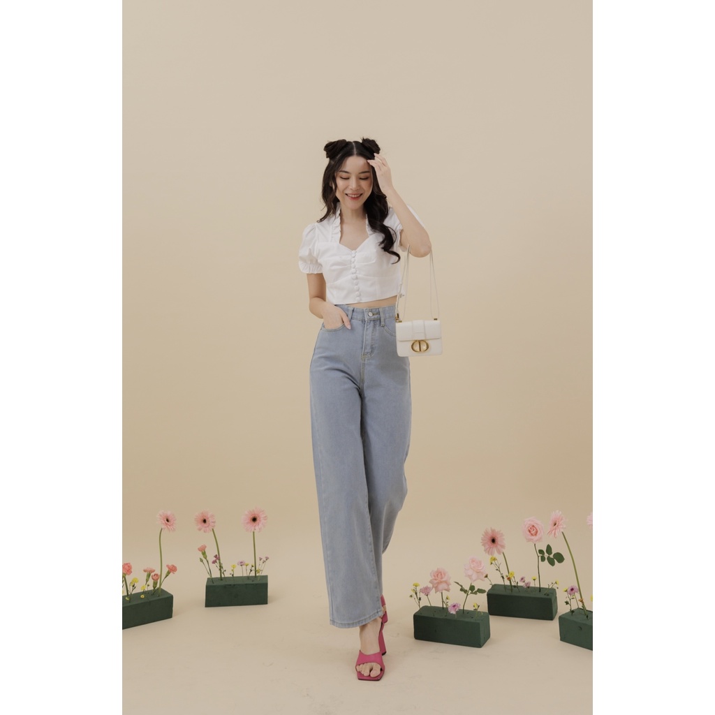[ Marveile ] Collins Highwaist Cullote Jeans / Korean Jeans Wanita