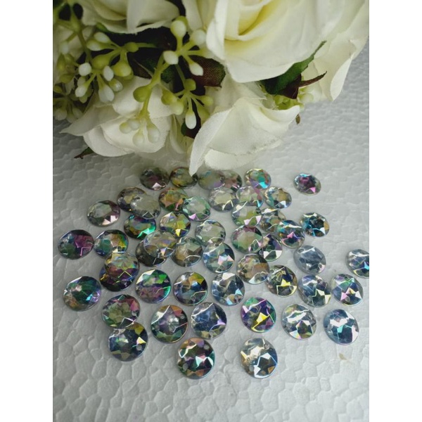 Diamond tempel variasi bulat 6,10 &amp; 16mm isi 50-200pcs, payet jahit