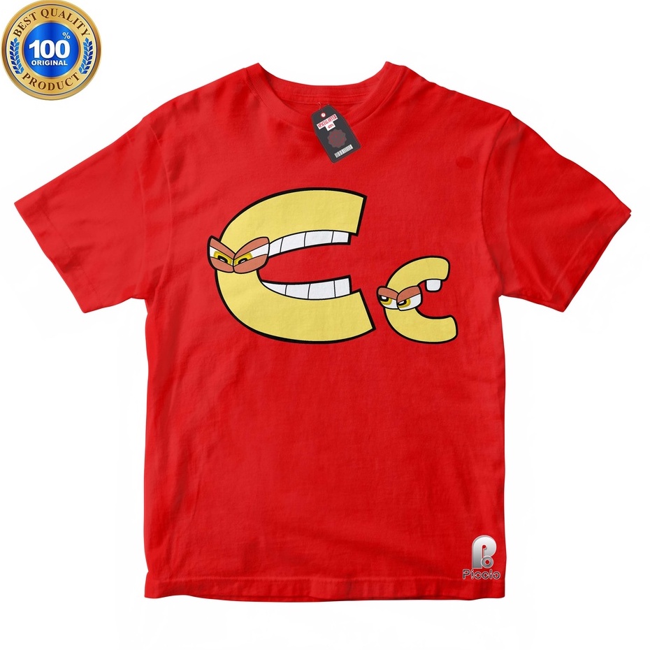 BAJU ANAK KAOS ATASAN ANAK HURUF C ALPHABET LORE UNISEX Bahan COTTUN (FREE NAMA)