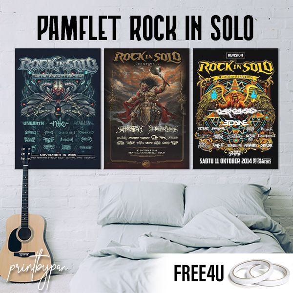 Poster ROCK IN SOLO Metal Festival Pamflet Event Band Metal Rock A3 A4 - Poster Dinding Aesthetic - 