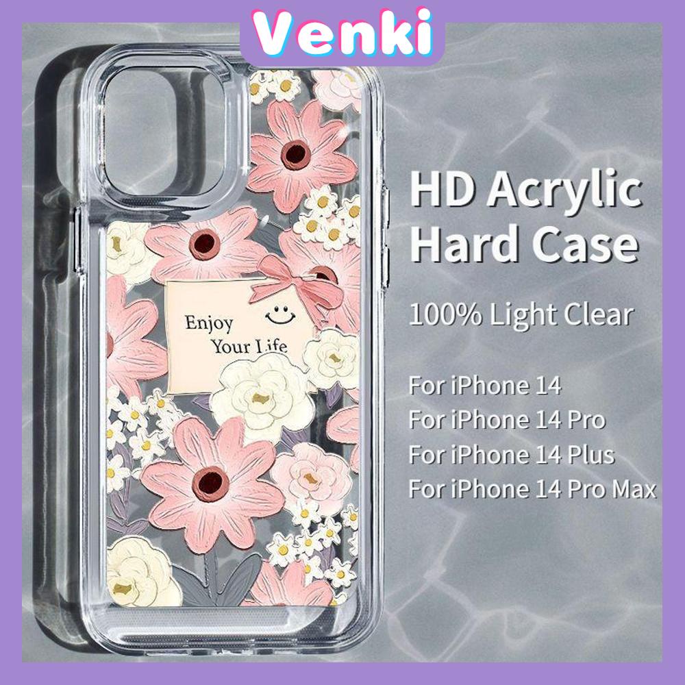 iPhone Case High Quality HD Transparent Acrylic Hard Case Tulip Floral Metal Button Camera Protection Shockproof Compatible For iPhone 14 13 12 11 Pro Pro Max 7 8 Plus XR