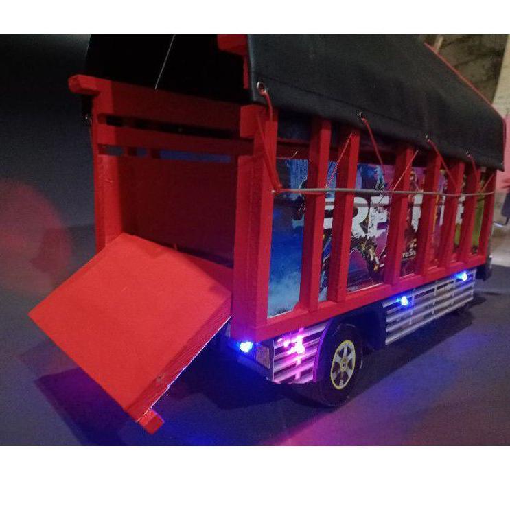Borong Irit (COD)Truk oleng Kayu Jumbo 55 cm Miniatur truk oleng miniatur truk oleng jumbo variasi lampu terpal