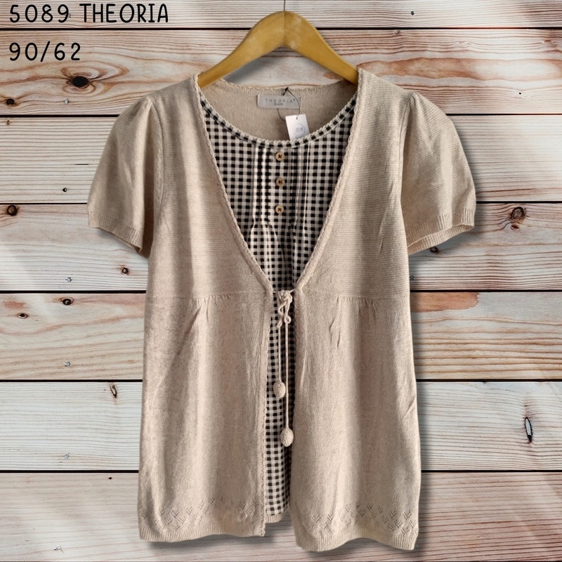 5089 THEORIA BAJU IMPORT MURAH ATASAN BLOUSE KOTAK KOMBINASI