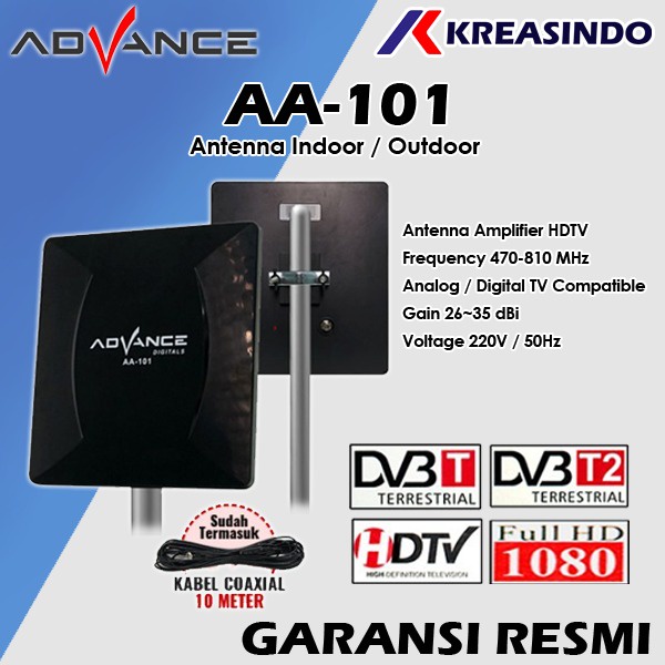 ADVANCE AA101 / AA-101 Antena TV Indoor Outdoor Digital Analog