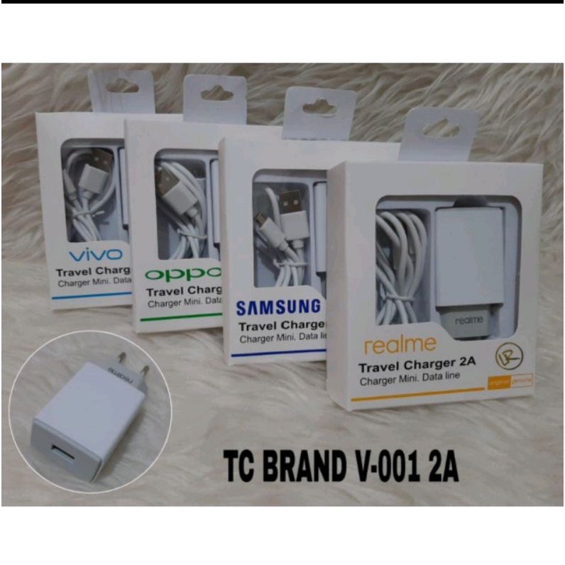 Tc Charger Adaptor Tc BRANDED V-001 2A Kabel data Micro