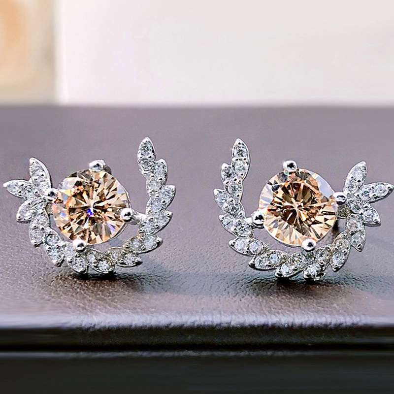 Chic Setengah Lingkaran Berbentuk Orange Cubic Zirconia Stud Earrings Untuk Wanita Temperamen Lady's Earrings Hadiah Mewah Perhiasan Baru