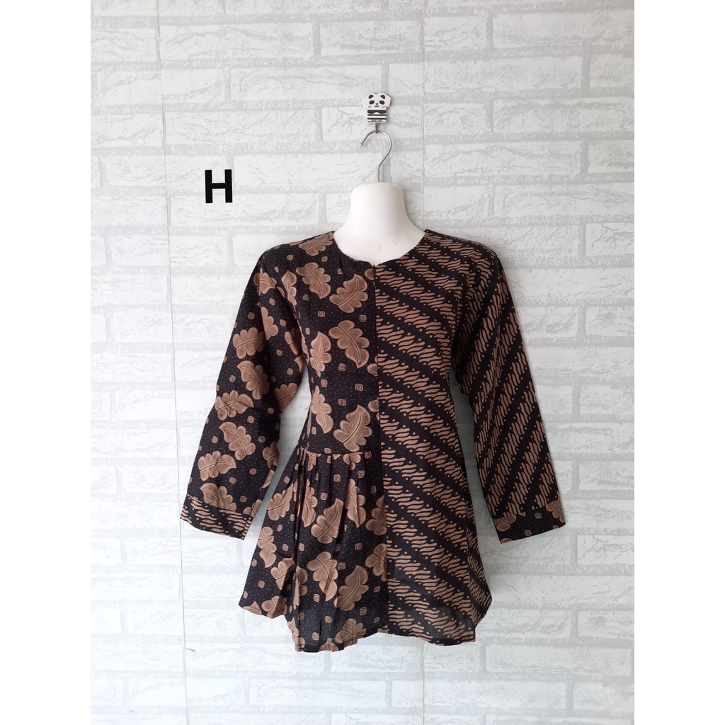 Blouse batik kerja motif  seling resleting