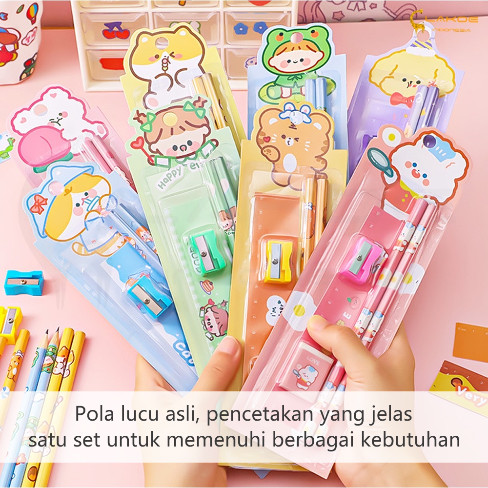 Mini Stationary Set Alat Tulis anak lucu Pensil set 5in1