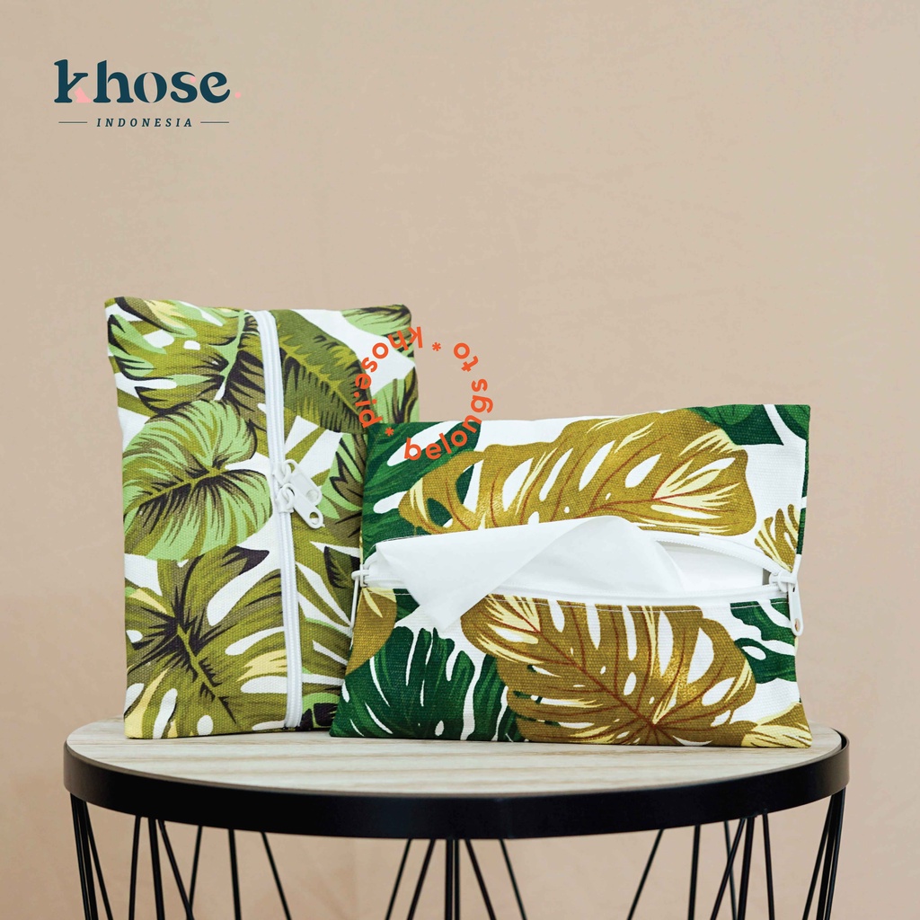KHOSE POUCH TISU RESLETING KANVAS MOTIF TEBAL Uk 23X17 cm / TEMPAT TISSUE / SOUVENIR NIKAH