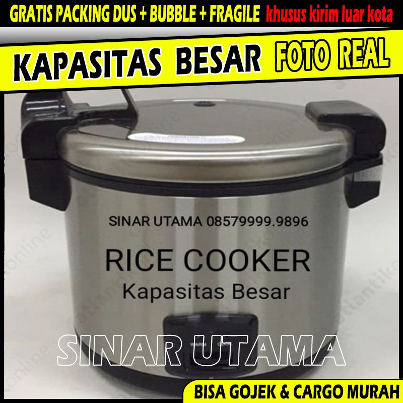 Rice Cooker Besar Jumbo 40 Porsi 20 Liter Restoran Catering Body Stainless Steel Elegant