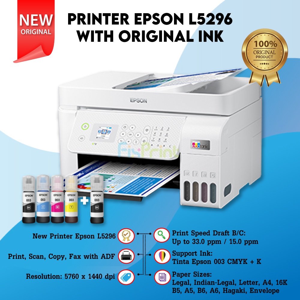 AIO Epson L5290 L5296 Printer Print Scan Copy WiFi Pengganti L5190 ADF