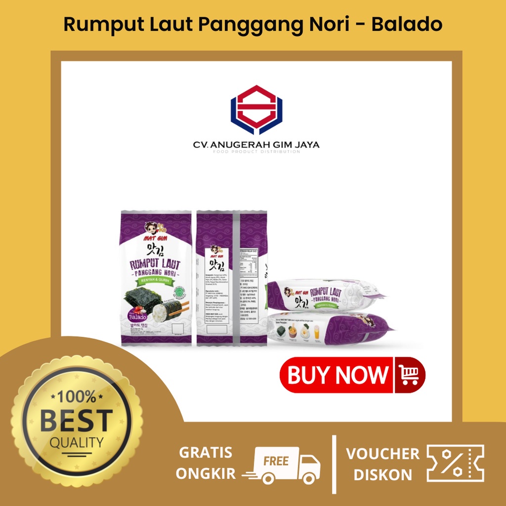 

Rumput Laut Panggang Inko Mat Gim Rasa Balado / makanan ringan / rumput laut