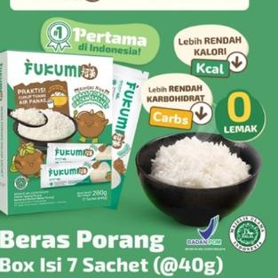 

FUKUMI Beras Porang Box Sachet - Shirataki/Konjac Rice beras diet / beras rendah kalori 7 sachet