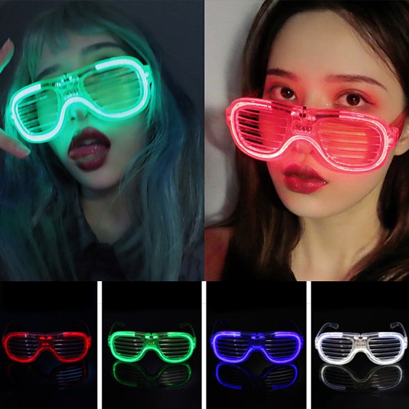 【antop】LED Kacamata Lampu Luminous Party Pesta Nyala Malam Colorful Eyeglass Aksesoris Fashion