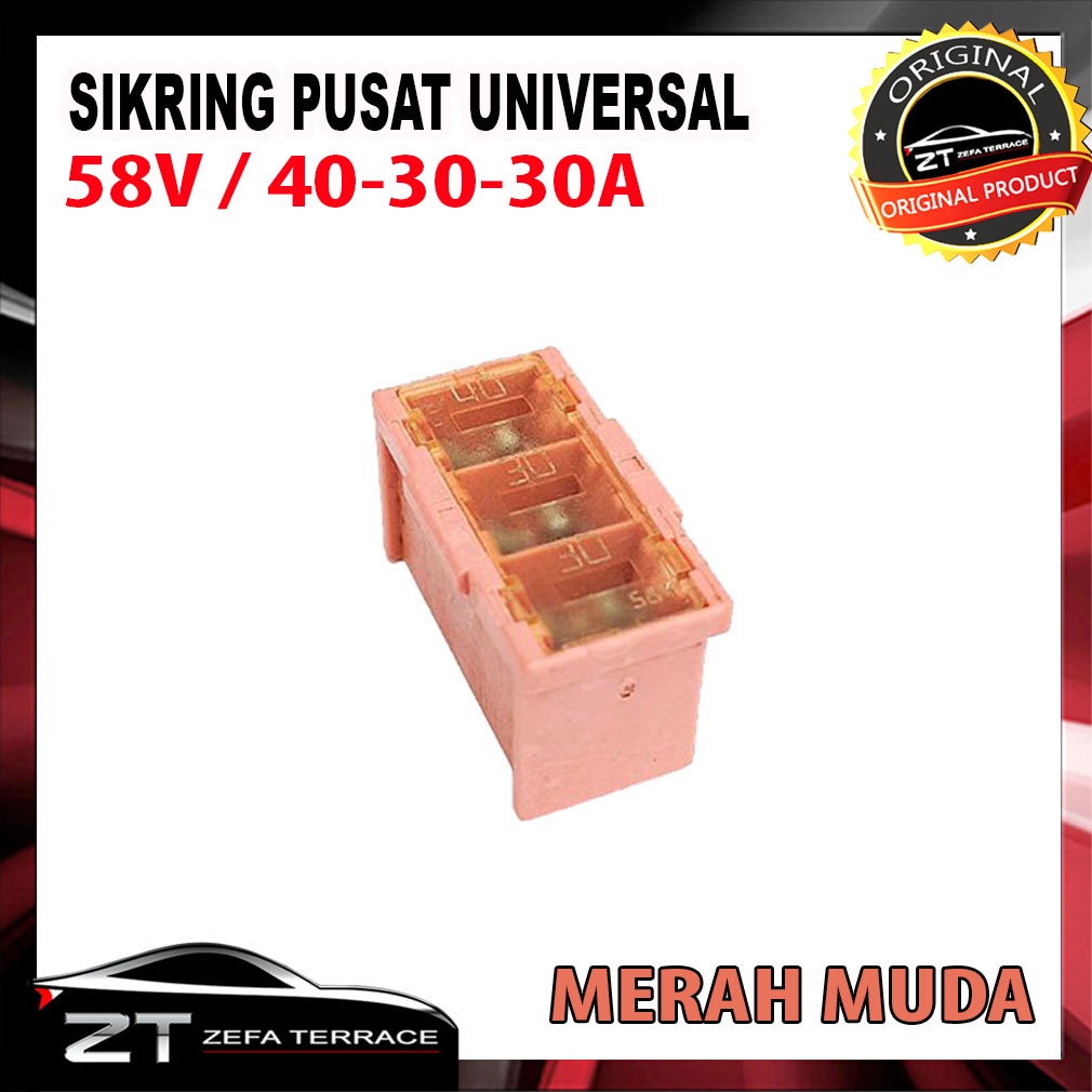 Central Fuse Sikring Pusat Kotak Sekring Pusat Mobil 58V 40A-30A-30A Warna Merah Muda