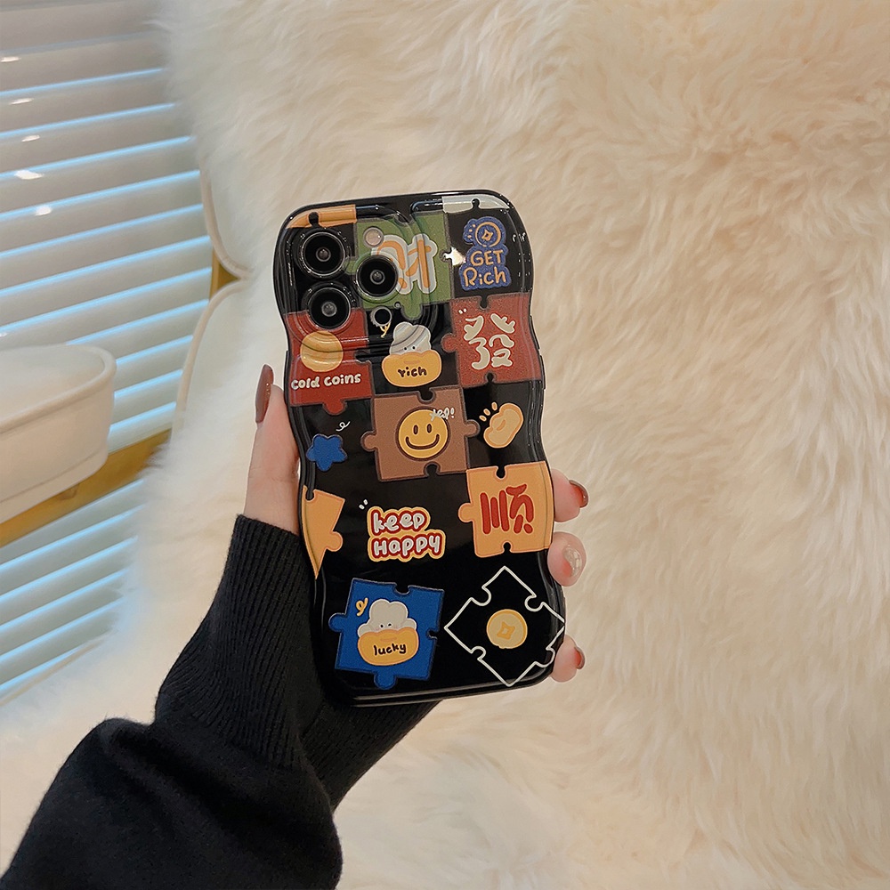 IPHONE 2023tahun Baru Harapan Terbaik Puzzle Berbentuk Gelombang Casing Ponsel Cover Untuk Iphone11 12 13 14 PLUS PRO MAX