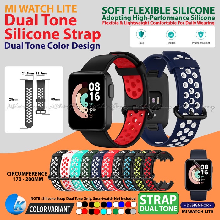 Strap Silicone Dua Warna Tone Tali Smartwatch Rubber for Mi Watch Lite