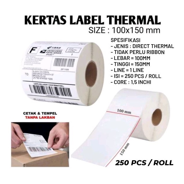 

Label thermal 100 x 150 kertas pengiriman thermal barcode