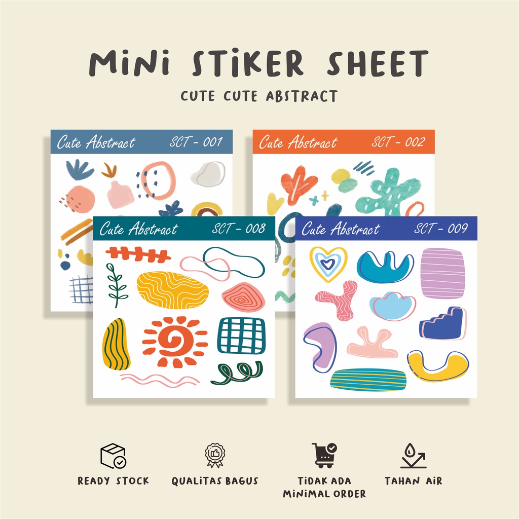 

( 10 pcs )sheet stiker hp/laptop/buku/CUTE ABSTRAK/murah/waterproff