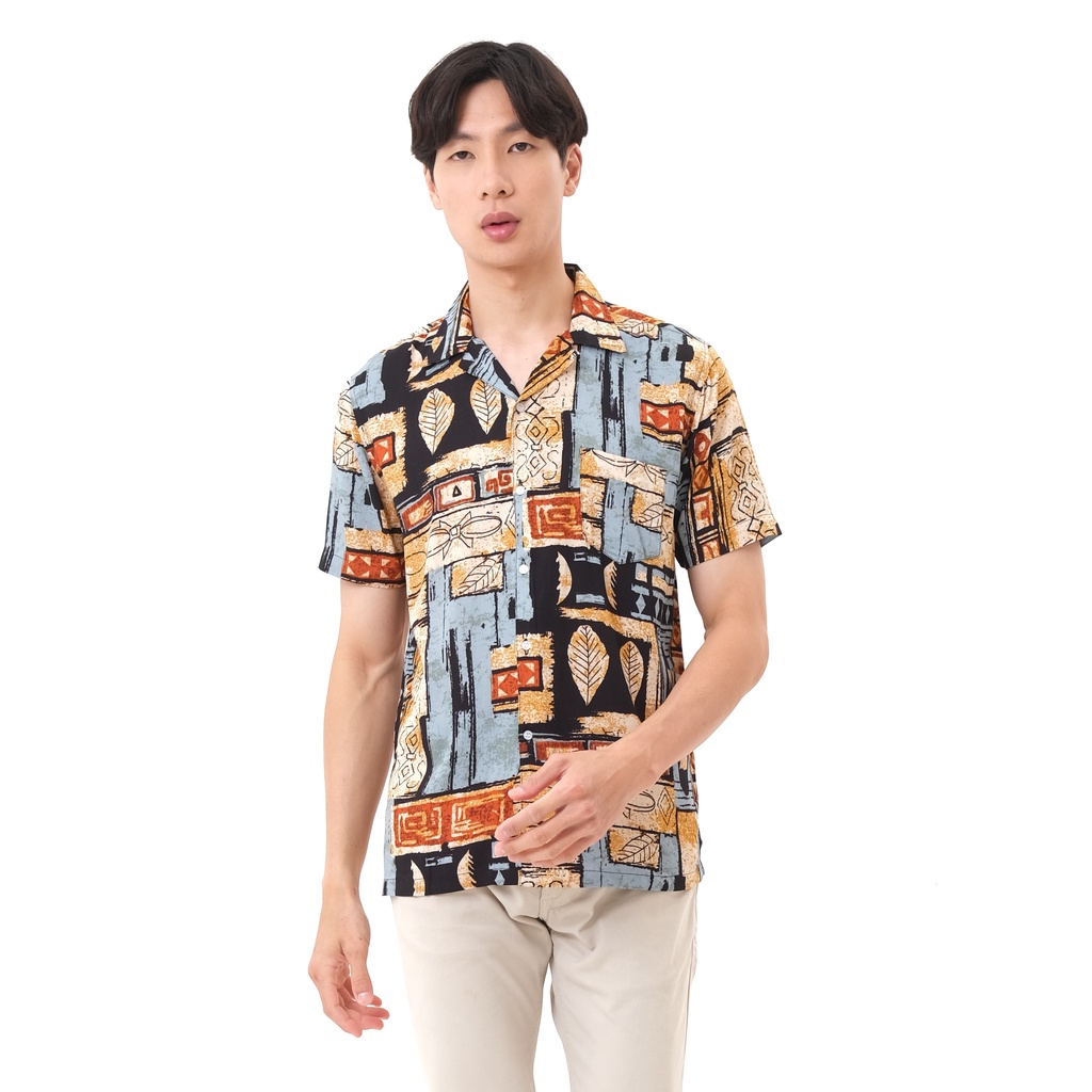 SANVANINA Kemeja Hawaiian Printing - Aztec Casual Shirt E-2022