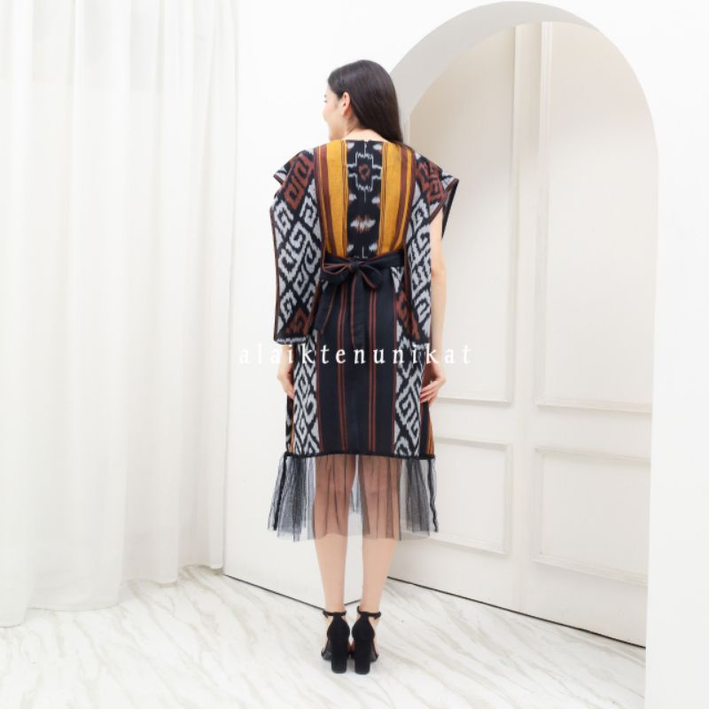 DRESS TENUN ANGGUN 02 - DRESS ETHNIK - BAJU TENUN - DRESS WANITA - DRESS TENUN WANITA