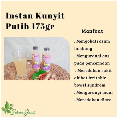 MINUMAN WEDANG KUNYIT PUTIH INSTAN BUBUK 175 GRAM HALAL DAN PIRT. MINUMAN REMPAH MINUMAN TRADISONAL OLEH OLEH JOGJA. RIENS COLLECTIONS