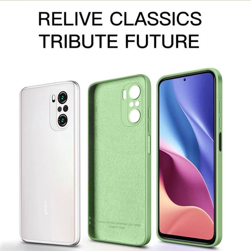 XIAOMI Case Silikon Cair Bentuk Persegi Original Untuk Xiaomi9 10 10T 11 Pro SE Lite Poco F3 Cover